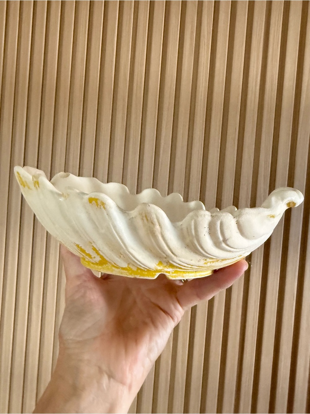 MCM Haeger 2051 USA White/Gold/Yellow Ashtray
